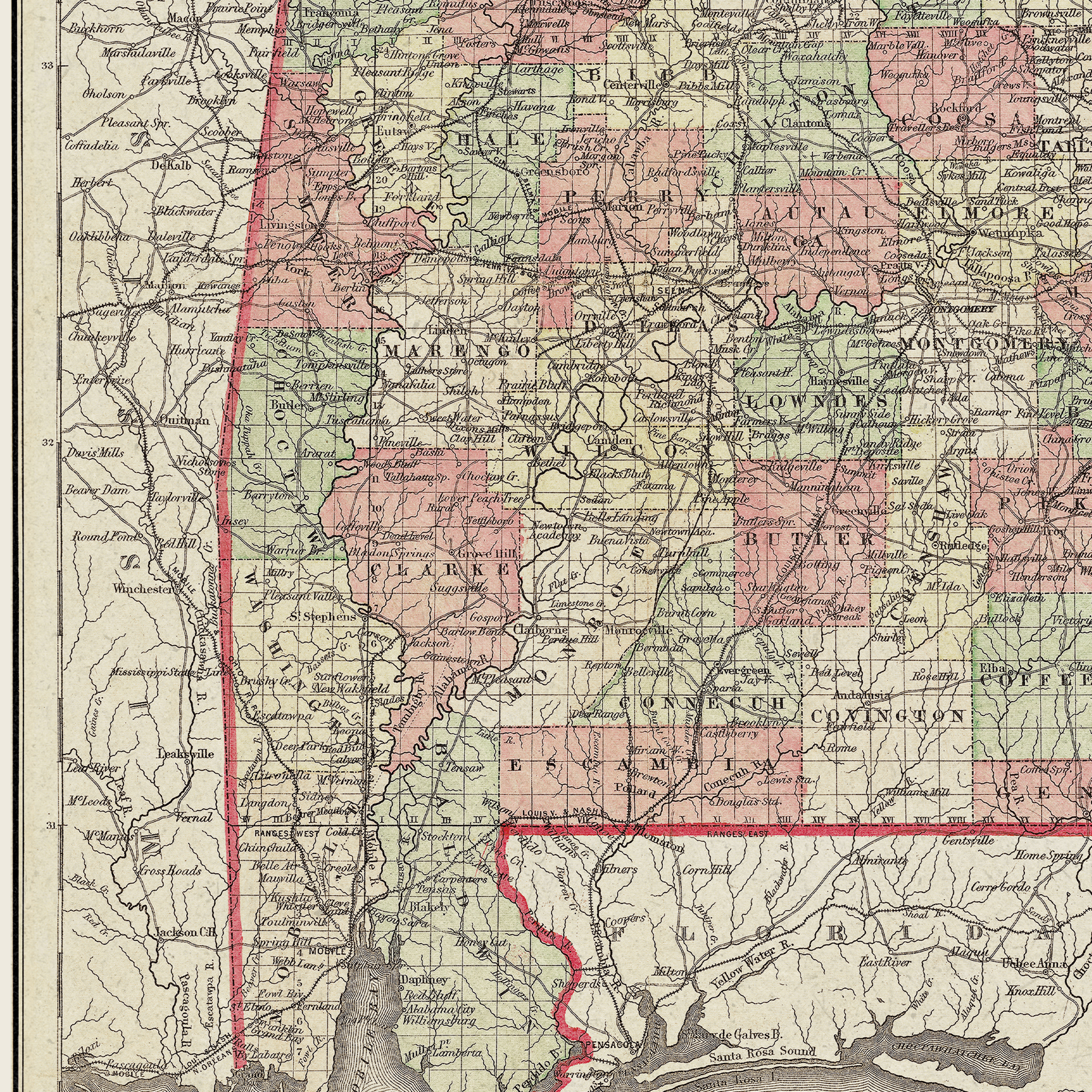 Alabama Vintage Map