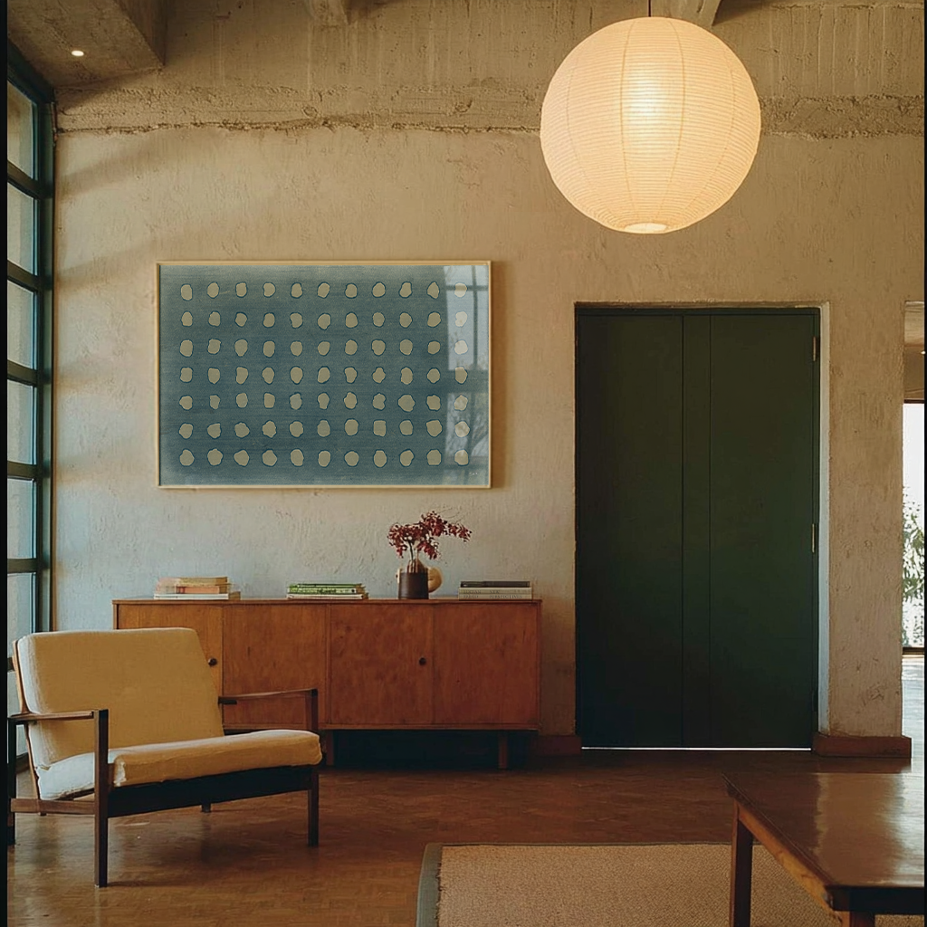 blue abstract midcentury art