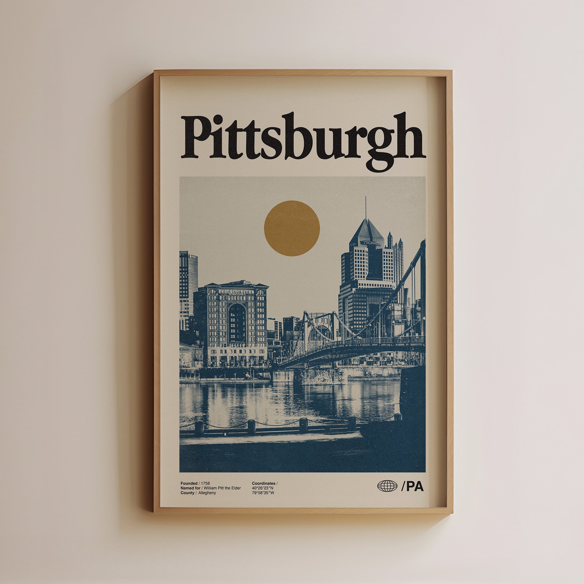 Vintage pittsburgh poster wall art retro