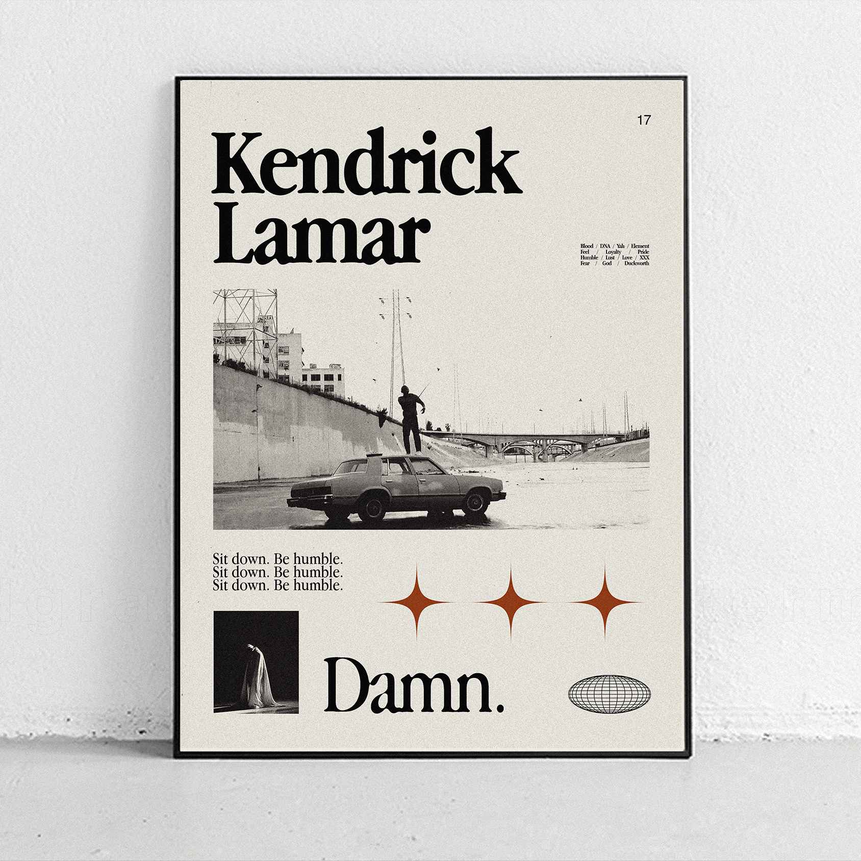 Kendrick Lamar - Damn. Midcentury Modern Art Print