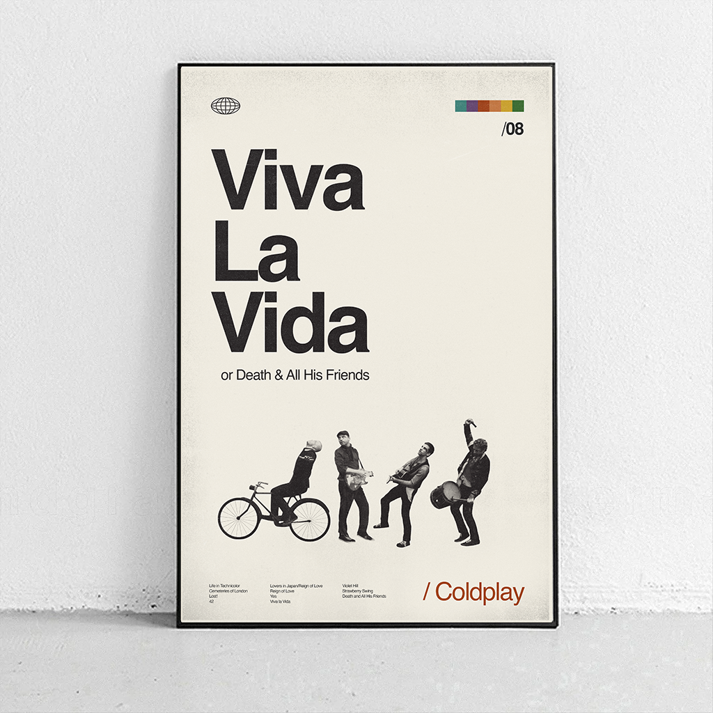Coldplay Viva La Vida - Midcentury Modern Home decor - – Sandgrain Studio