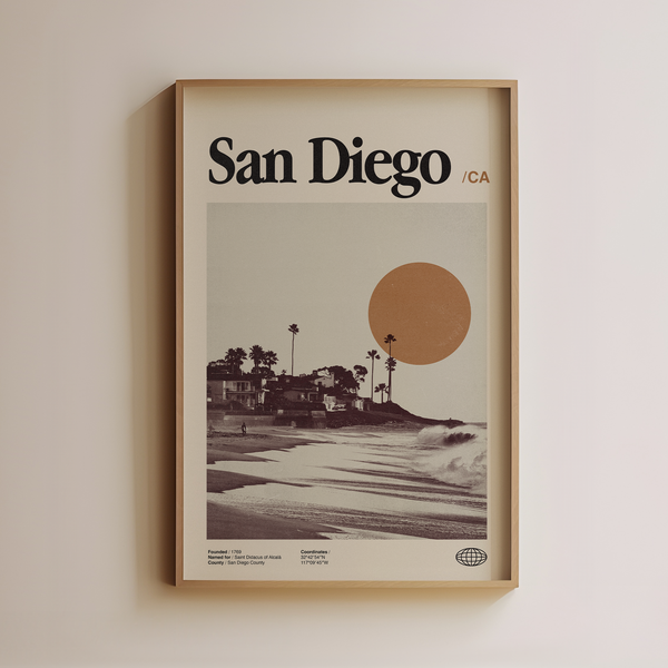 San Diego, California Midcentury Modern Travel Poster Wall Art