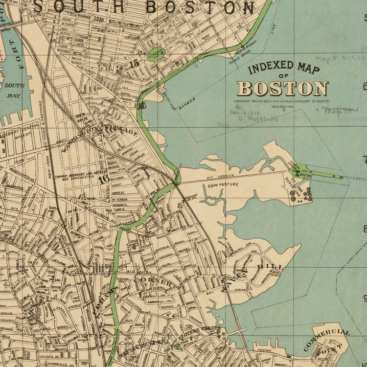 Boston, Massachusetts - Vintage Map Midcentury Modern Poster ...