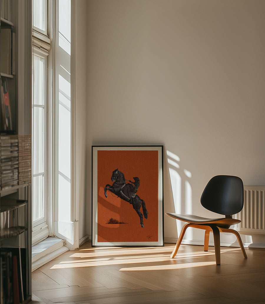 Cowgirl Rodeo Wall Art Print | Western Bronc Rider Poster | Rustic