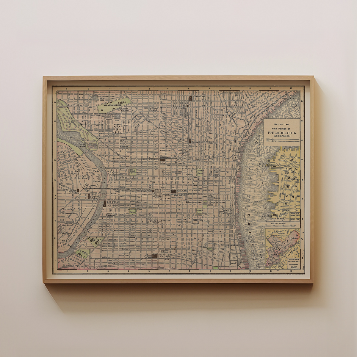 Philadelphia Abstract Map Philadelphia Map Wall Art - Abstract Midcentury Modern Wall Art ...