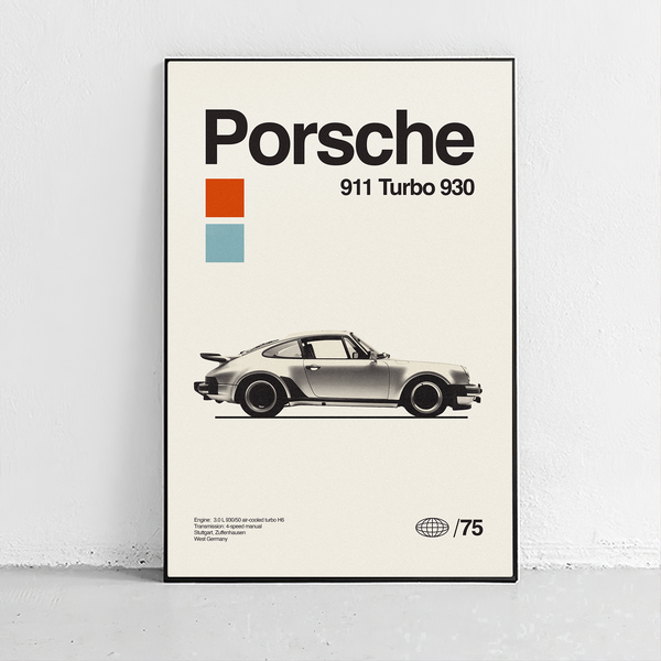Porsche 911 poster Turbo 930 motorsports poster – Sandgrain Studio