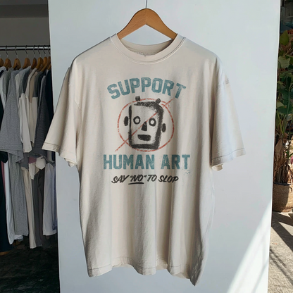 Unterstützen Sie die Kunst des Menschen – Schweres Crewneck-T-Shirt