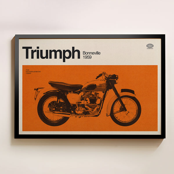 Triumph Bonneville 1959 poster midcentury modern – Sandgrain Studio