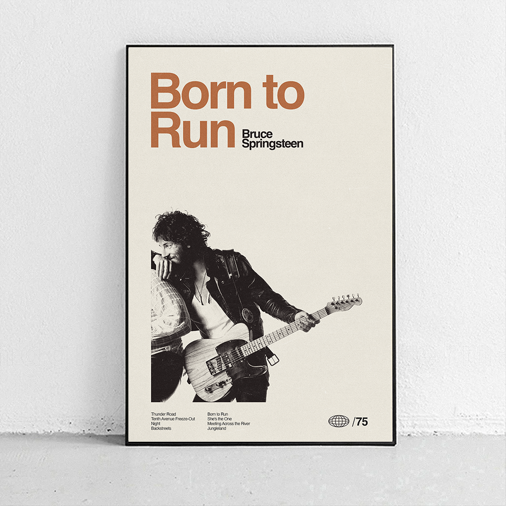 Bruce Springsteen - Born To Run Midcentury Modern art – Sandgrain Studio