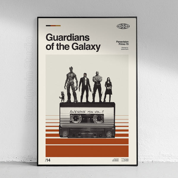 Guardians of the Galaxy poster - midcentury modert art marvel 