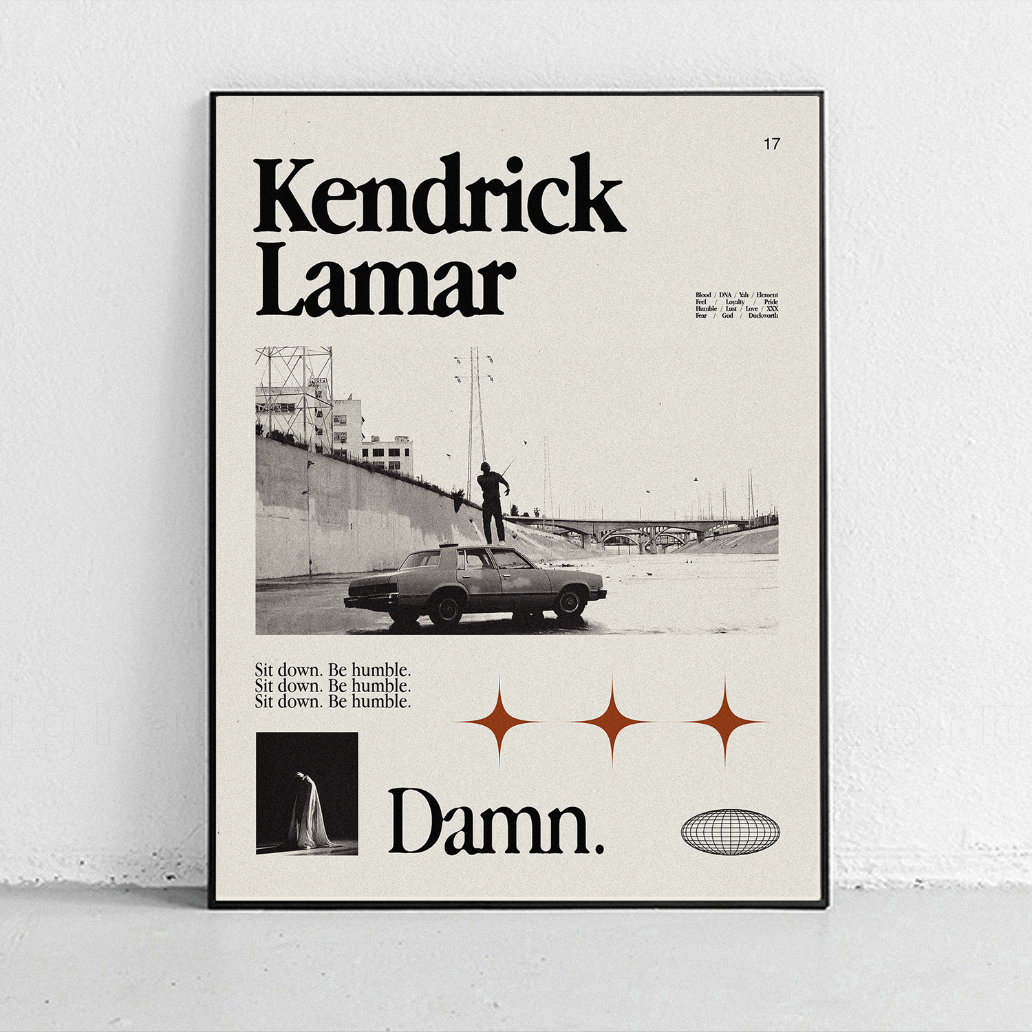 Kendrick Lamar - Damn. Midcentury Modern Art Print – Sandgrain Studio Kendrick Lamar - Damn. Midcentury Modern Art Print – Sandgrain Studio